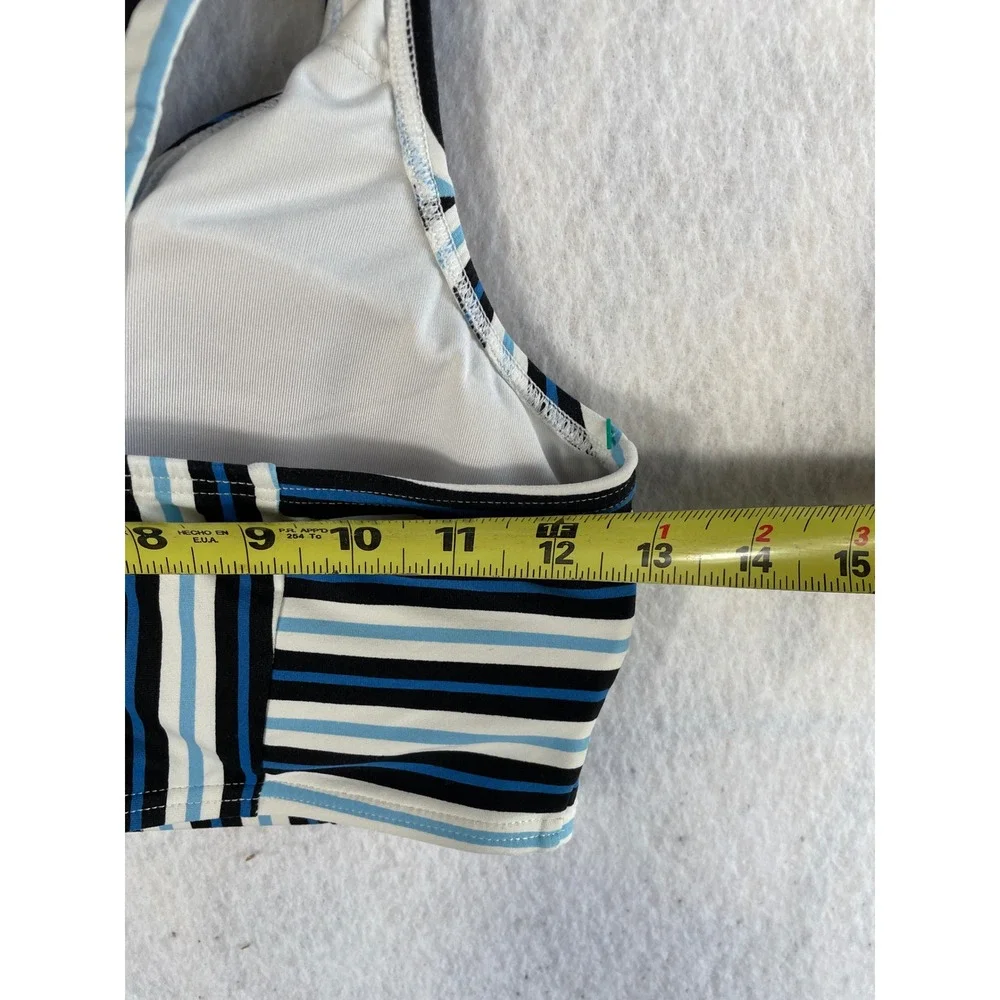 Michael Kors Blue Striped V-Neck Criss Cross‎ Back Bikini Top XS MM85736